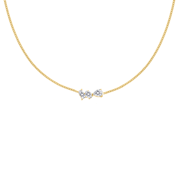 Triple gem necklace goldplated