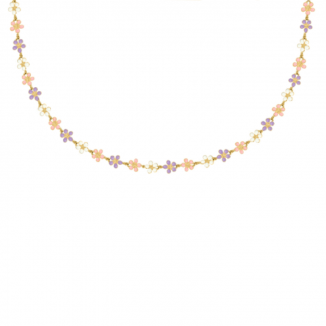 Flower necklace multicolor goldplated