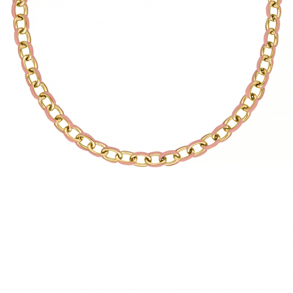 Pink chain necklace goudkleurig