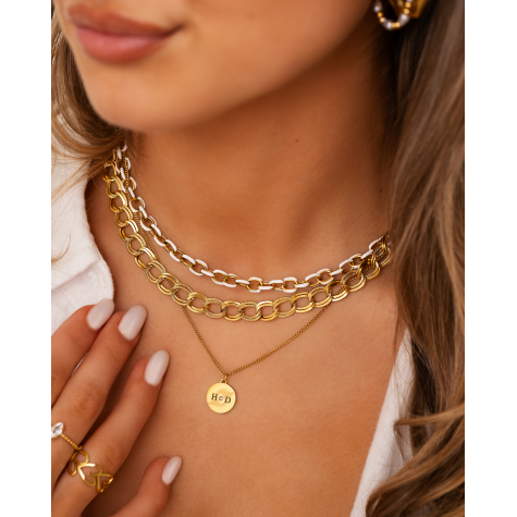 White chain necklace goudkleurig