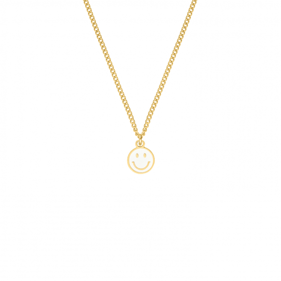 Smiley necklace white goldplated