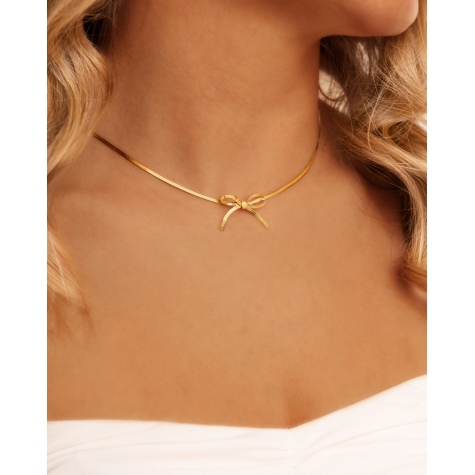 Trendy bow necklace goudkleurig