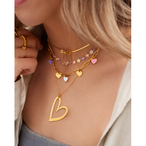 Statement necklace love heart goldplated