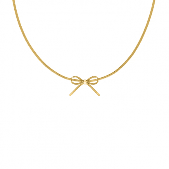 Trendy bow necklace goudkleurig
