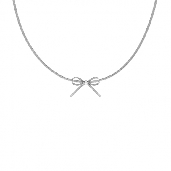 Trendy bow necklace zilverkleurig
