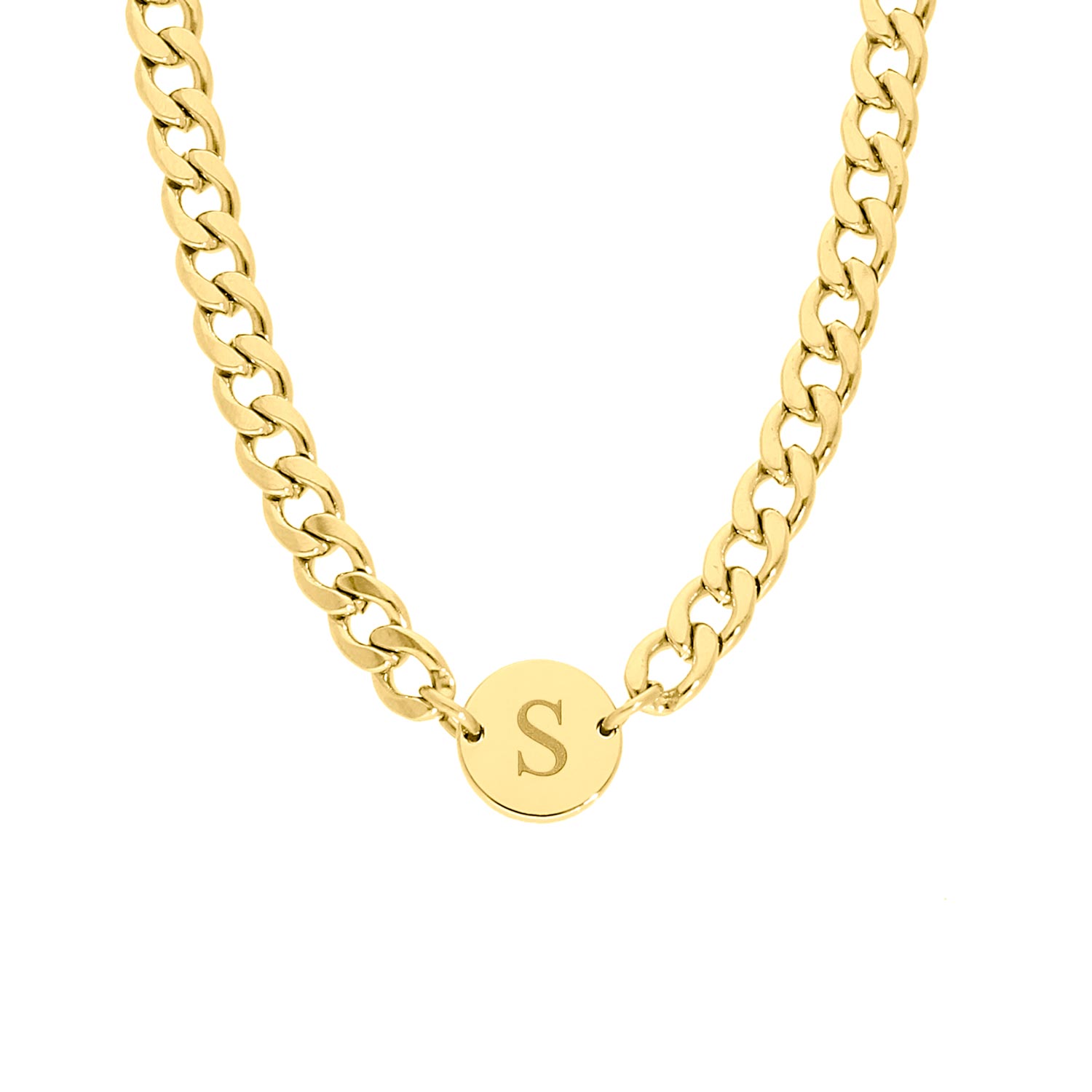 Ketting chunky initial goud kleurig