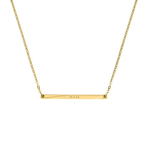 Graveerbare bar ketting minimalistisch in de kleur goud