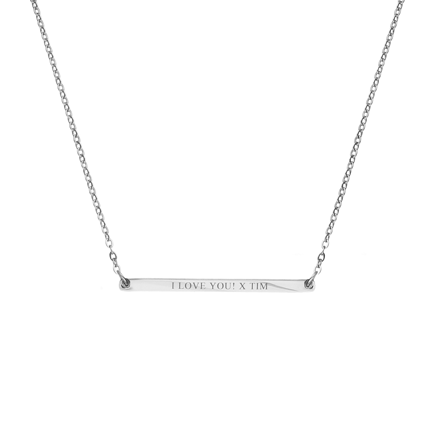 Minimalistische bar ketting in de kleur zilver graveerbaar