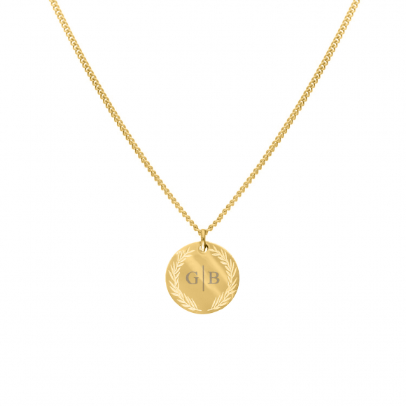 Coin necklace 2 initials goldplated