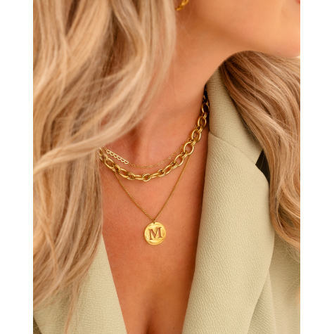Ketting sideway lovely hearts goldplated