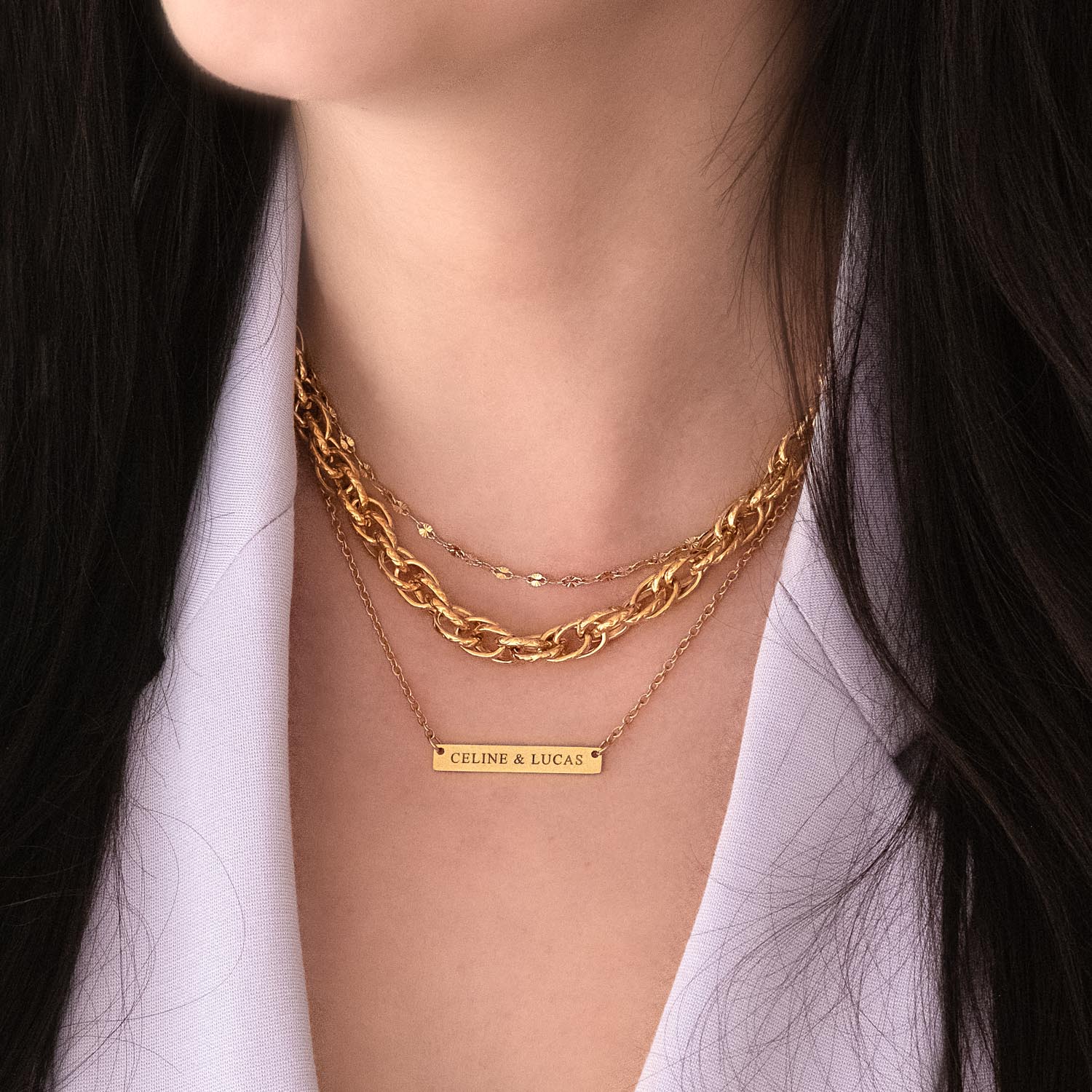 Ketting goud om de hals voor een trendy look om te kopen