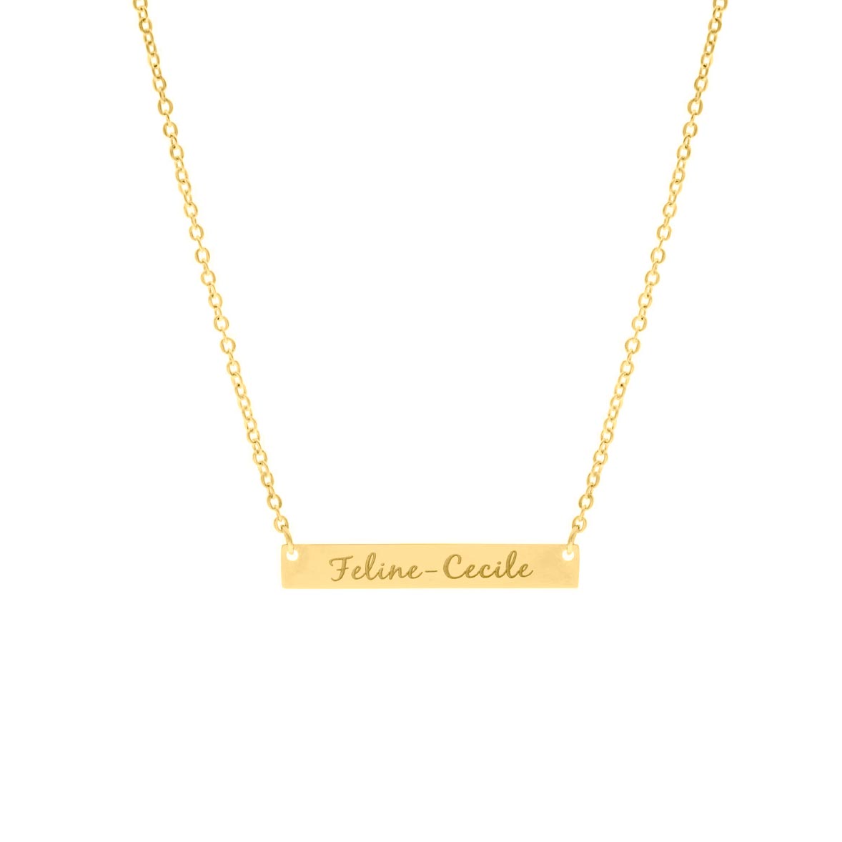 Graveerbare bar ketting met sierletters goud