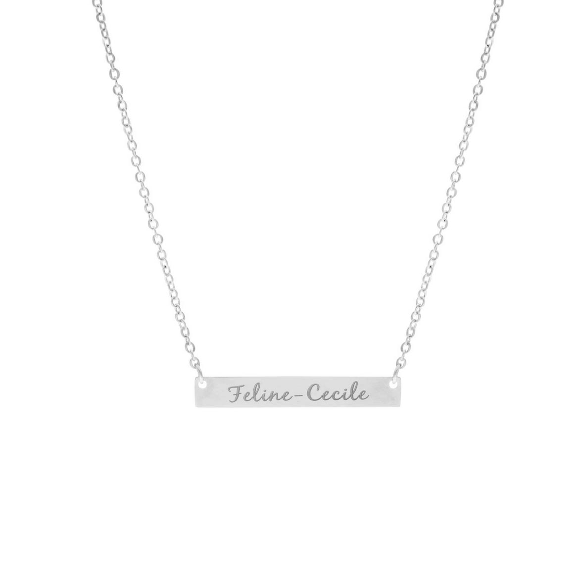 Graveerbare bar ketting met sierletters zilver