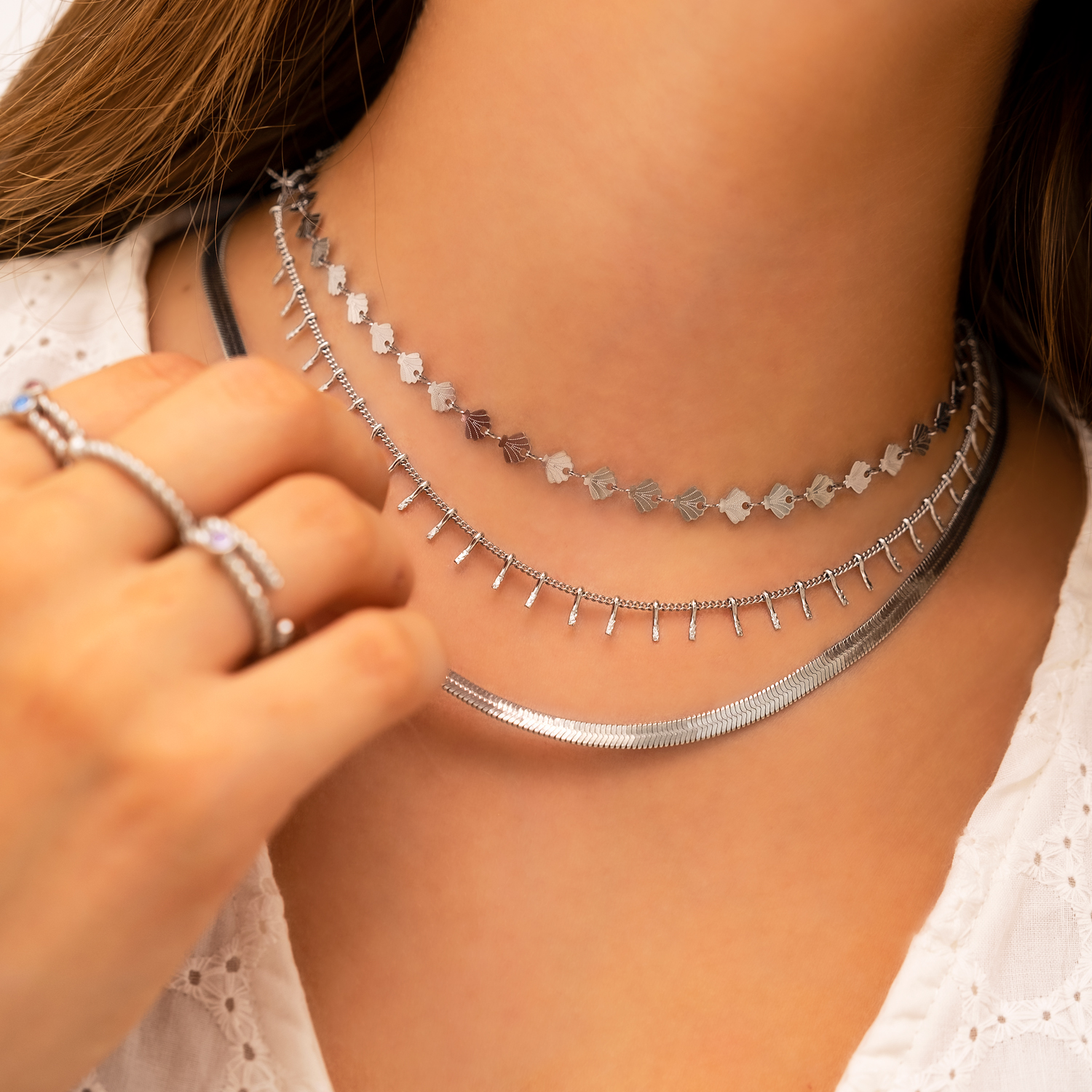 Schelpen ketting zilverkleurig