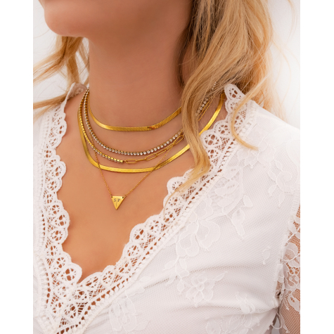 Tennis necklace met schakels goud kleurig
