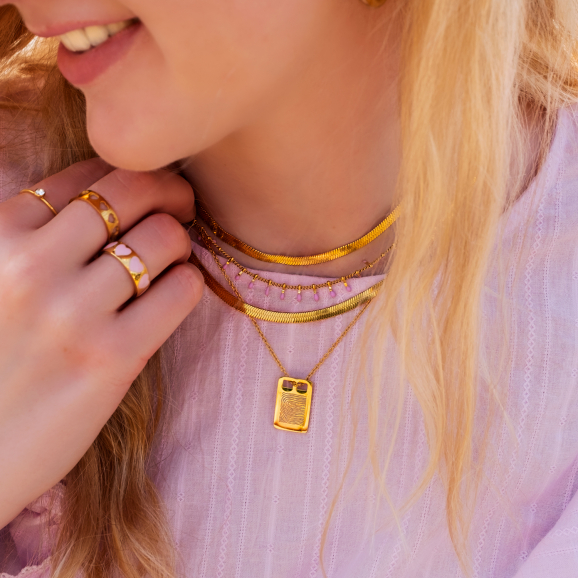 Gouden necklaceparty met vingerafdruk ketting