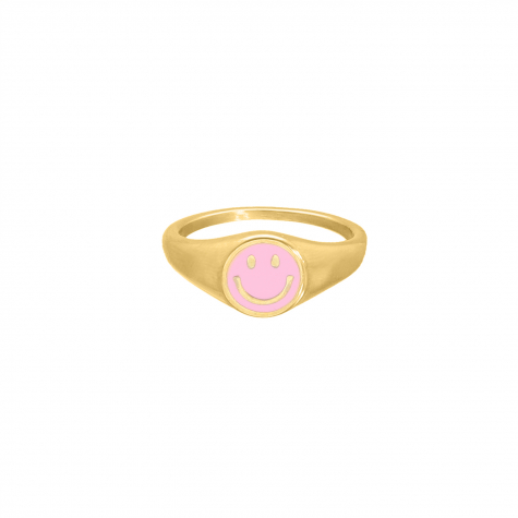 Gouden ringen met roze smiley