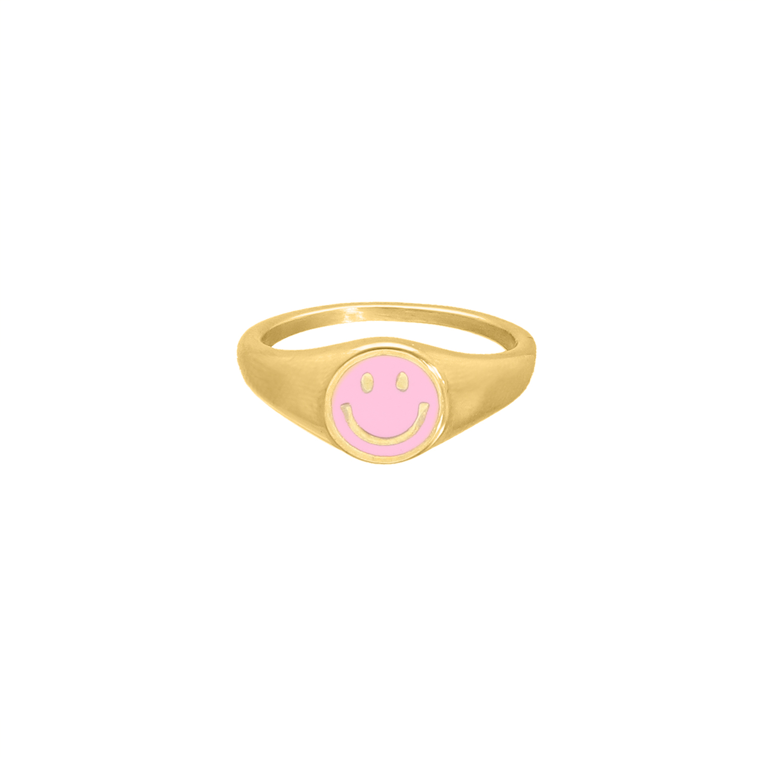 Gouden ringen met roze smiley