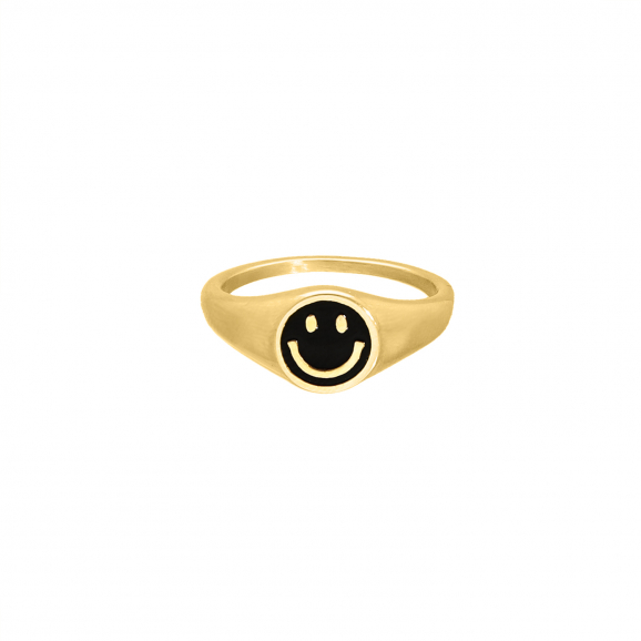 Gouden smiley ring zwart