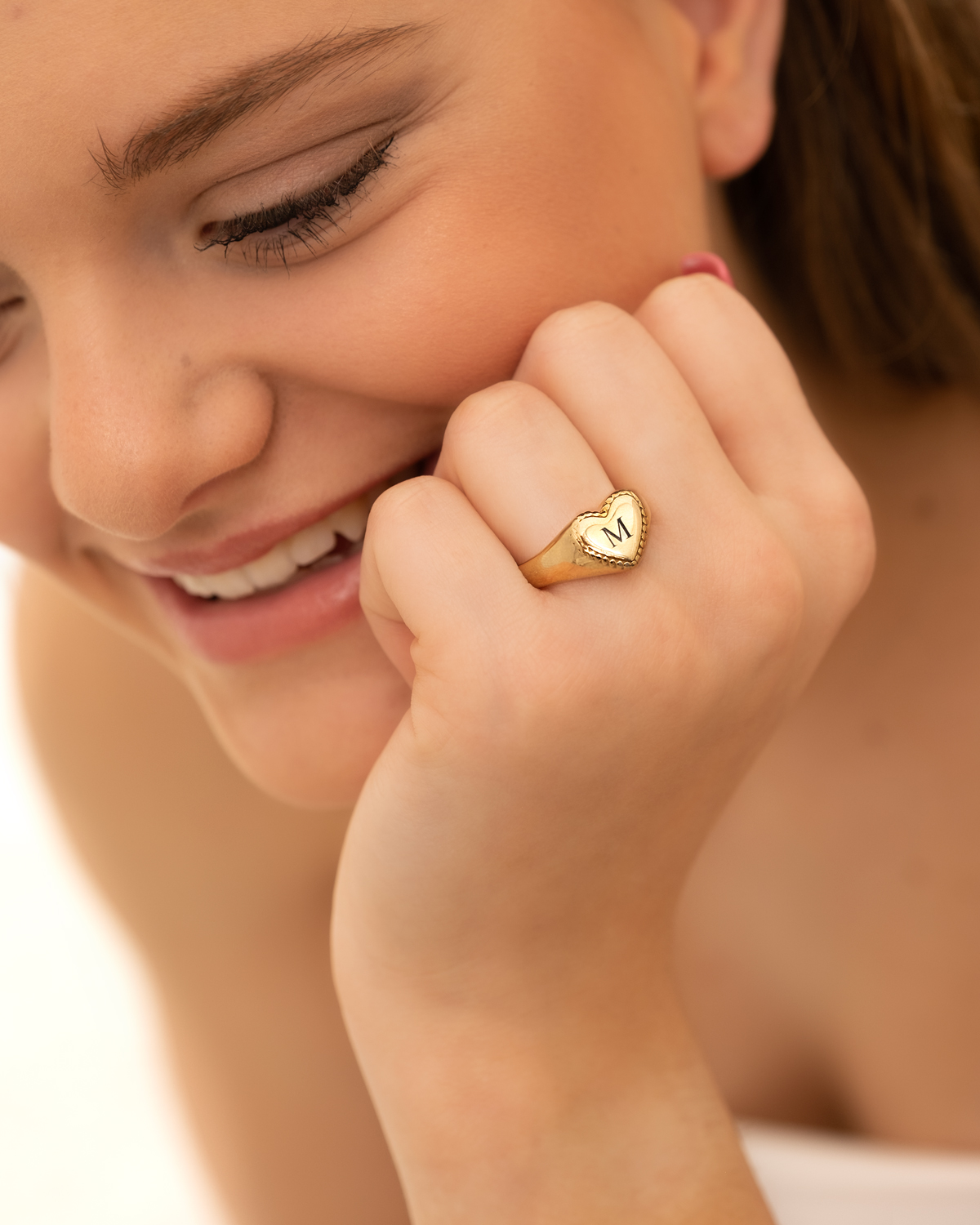 Heart Zegelring Met Initials Goudkleurig