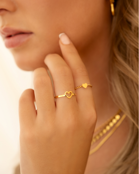 Mini open heart ring goldplated