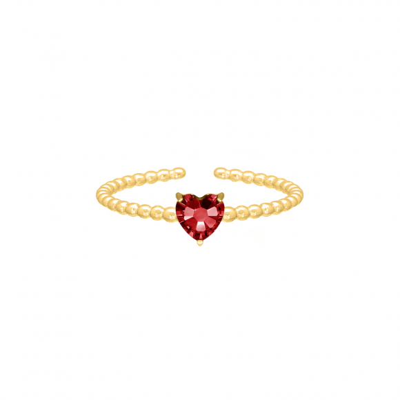 Birthstone heart ring goldplated