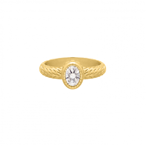 Vintage stone ring goudkleurig