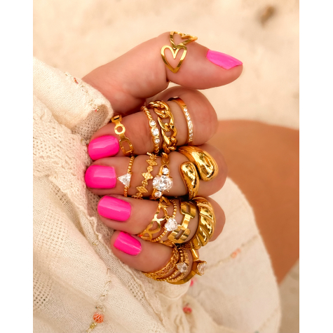 Ring chunky teardrops goldplated