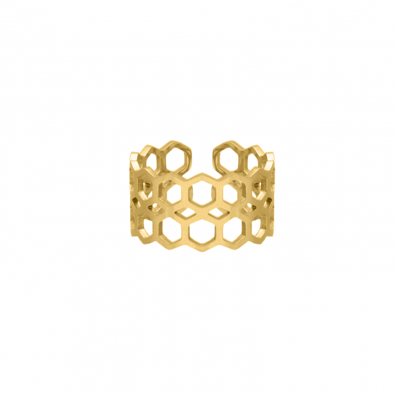 Dubbele hexagon ring goud kleurig