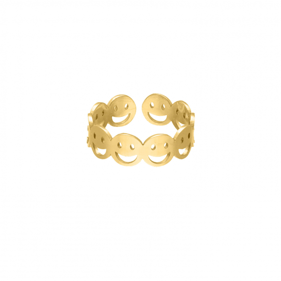 Gouden smiley ring