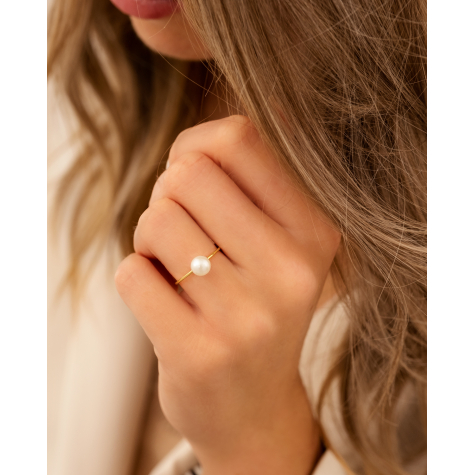 Pearl ring goldplated