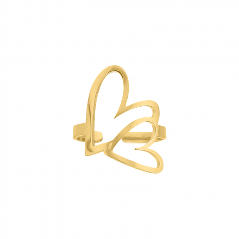 Double love heart ring goldplated