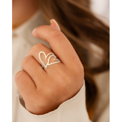 Double love heart ring