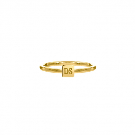Gouden graveerbare ring met vierkantje
