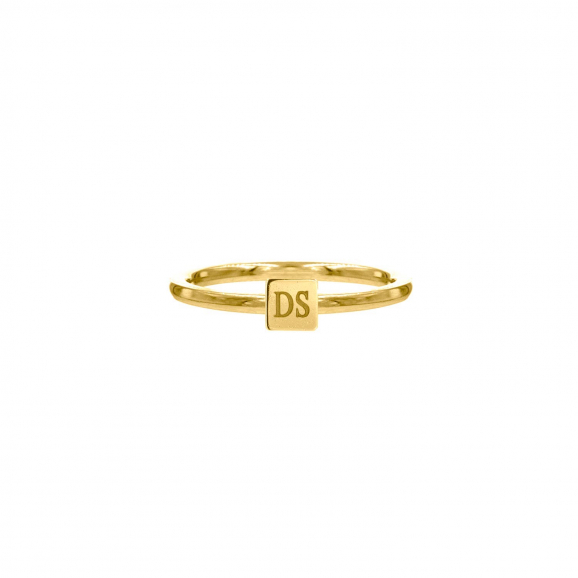 Gouden graveerbare ring met vierkantje