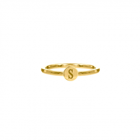 Graveerbare minimalistische ring met muntje goud