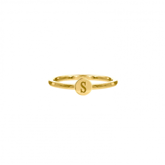 Graveerbare minimalistische ring met muntje goud