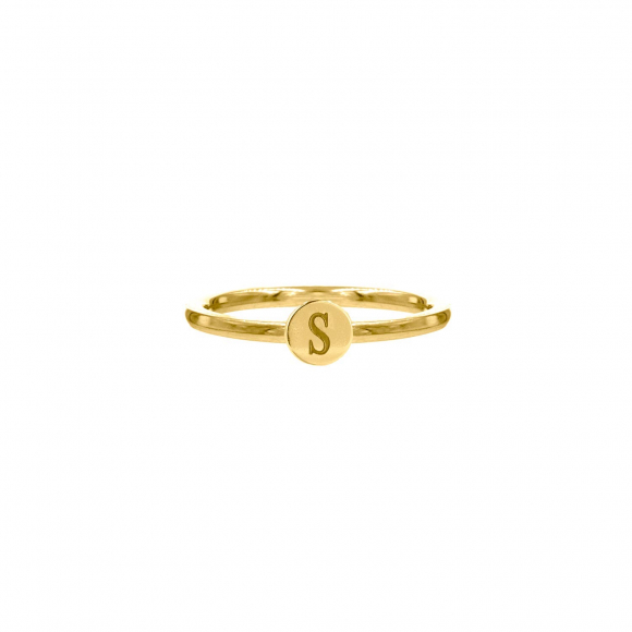 Graveerbare minimalistische ring met muntje goud kleurig
