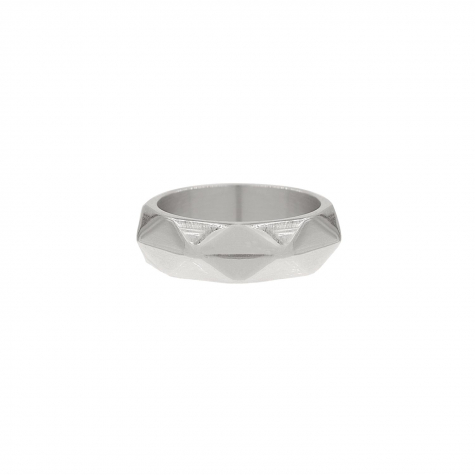 Ring geometrische print zilver