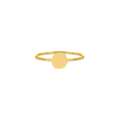 Ring hexagon gold plated