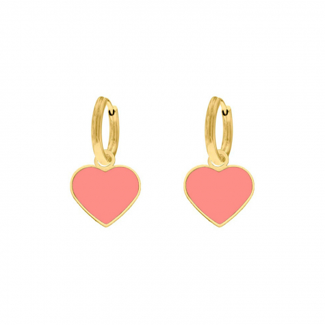 Pink heart oorbellen goudkleurig