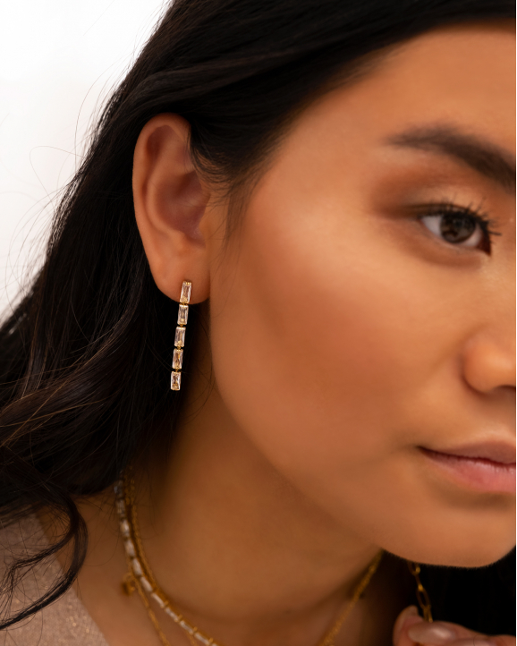 Luxury tennis earrings goldplated