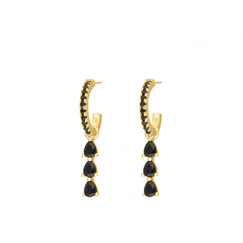 Exclusive black drop earrings goldplated