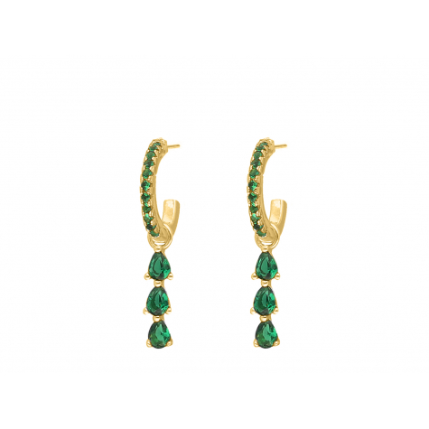 Exclusive emerald drop earrings goldplated