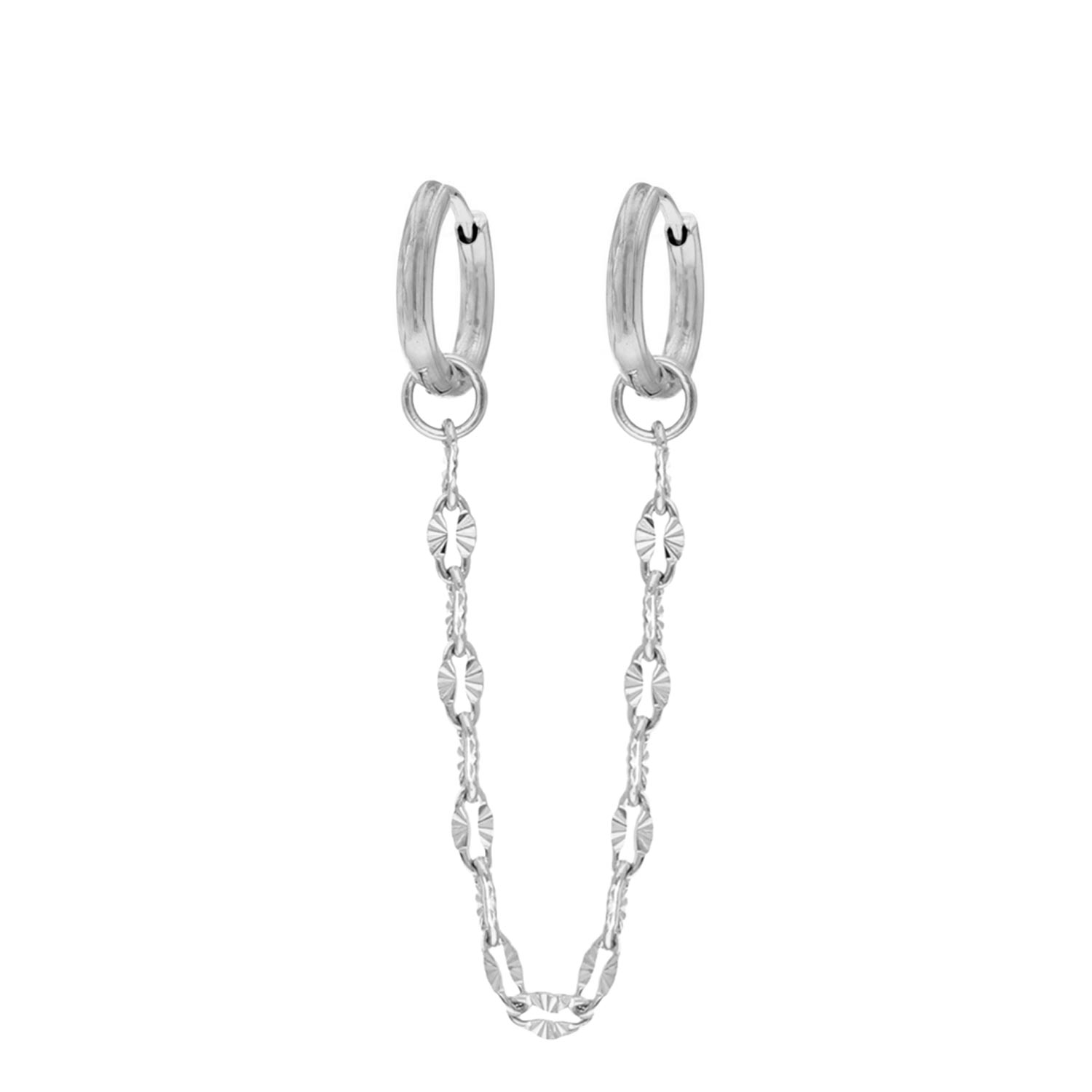 Double hoop chain oorbellen