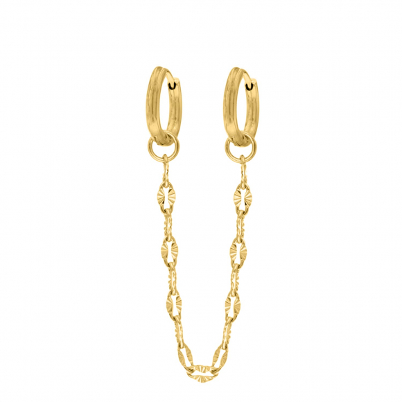 Double hoop chain oorbel goud kleurig