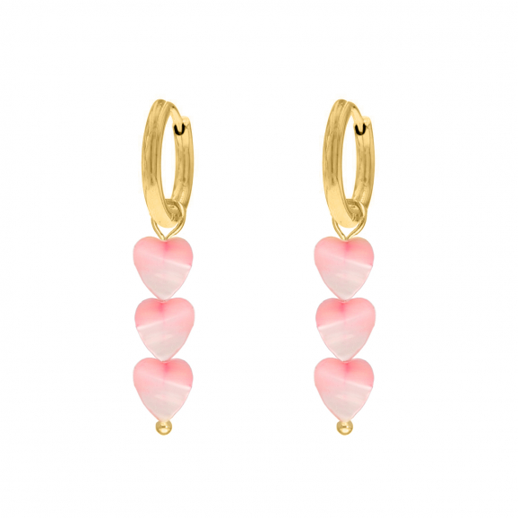 Pink heart earrings goldplated