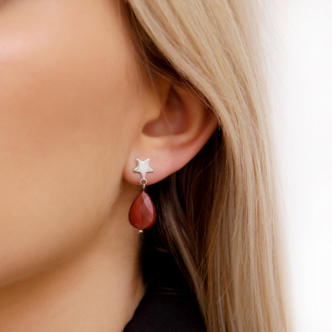 Brown drop & star earrings