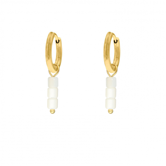 Little white stone earrings goudkleurig