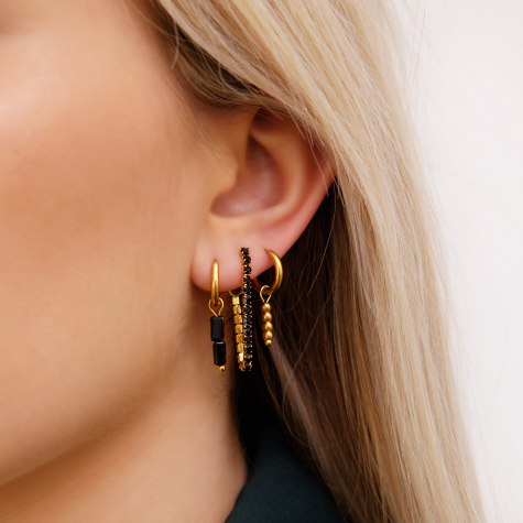 Black stone earrings goldplated